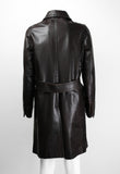 PRADA LONG BROWN LEATHER COAT