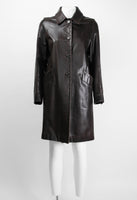 PRADA LONG BROWN LEATHER COAT