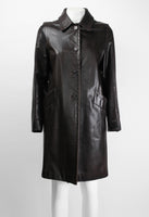 PRADA LONG BROWN LEATHER COAT