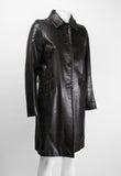 PRADA LONG BROWN LEATHER COAT