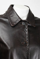 PRADA LONG BROWN LEATHER COAT