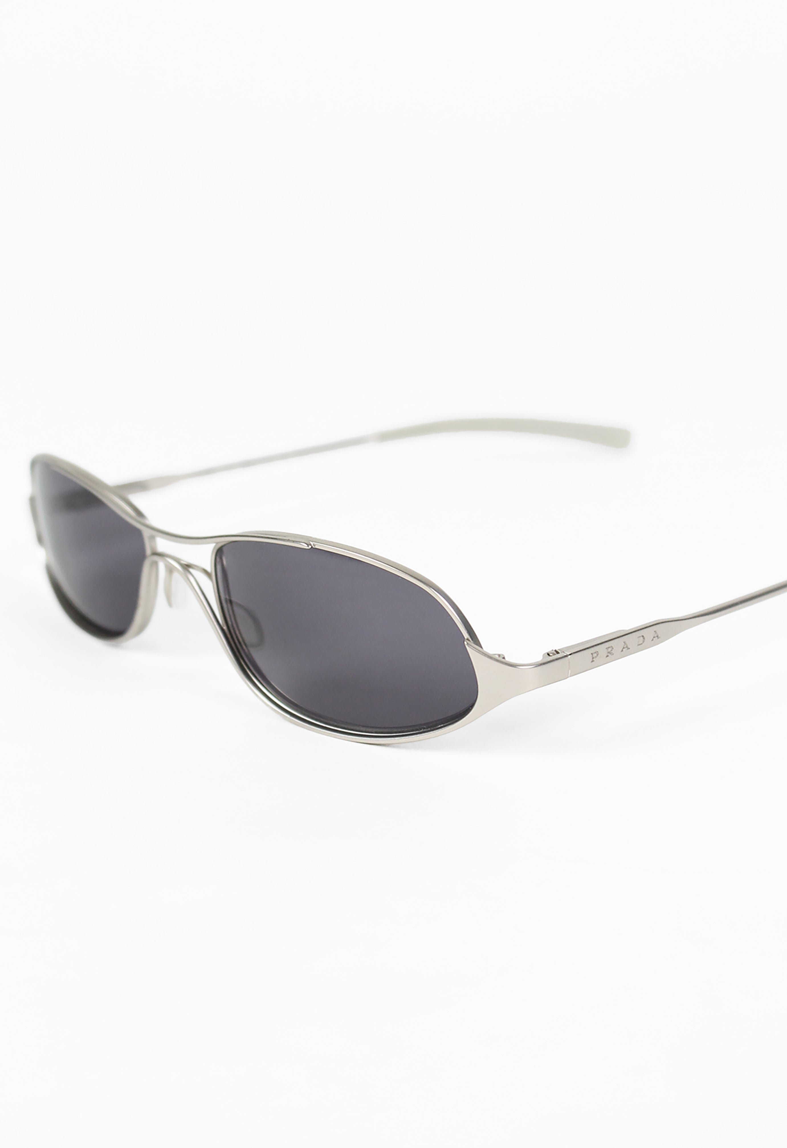 PRADA SS 2000 MATTE SILVER FROSTED SUNGLASSES