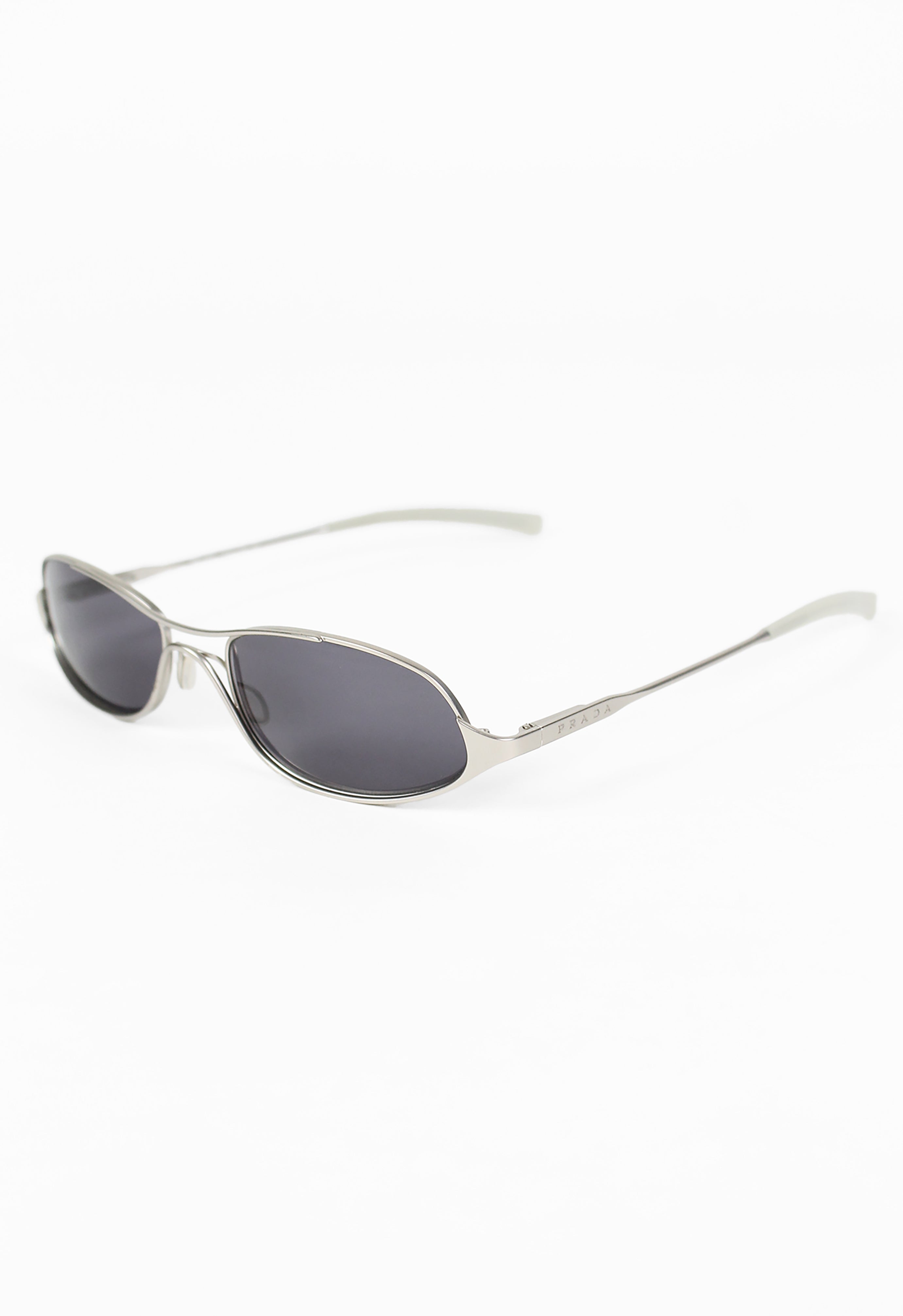 PRADA SS 2000 MATTE SILVER FROSTED SUNGLASSES