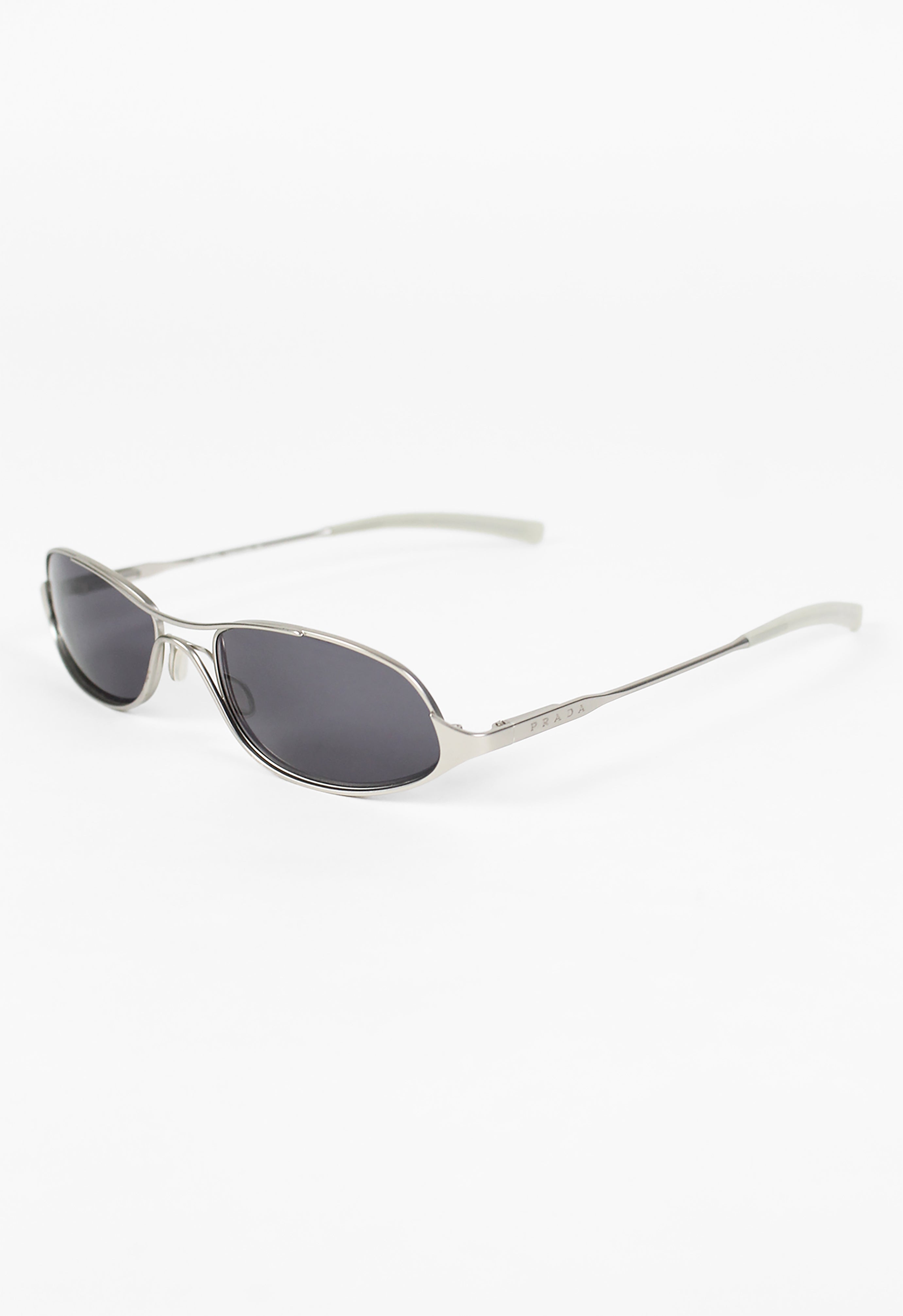 PRADA SS 2000 MATTE SILVER FROSTED SUNGLASSES