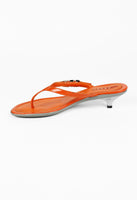 PRADA ORANGE KITTEN HEEL SANDALS