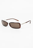 PRADA RECTANGULAR BROWN AND SILVER SUNGLASSES