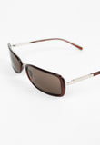 PRADA RECTANGULAR BROWN AND SILVER SUNGLASSES