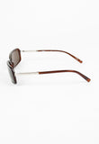 PRADA RECTANGULAR BROWN AND SILVER SUNGLASSES