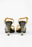 PRADA SS 1998 GOLD LUCITE WEDGE HEELS