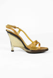 PRADA SS 1998 GOLD LUCITE WEDGE HEELS