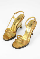 PRADA SS 1998 GOLD LUCITE WEDGE HEELS