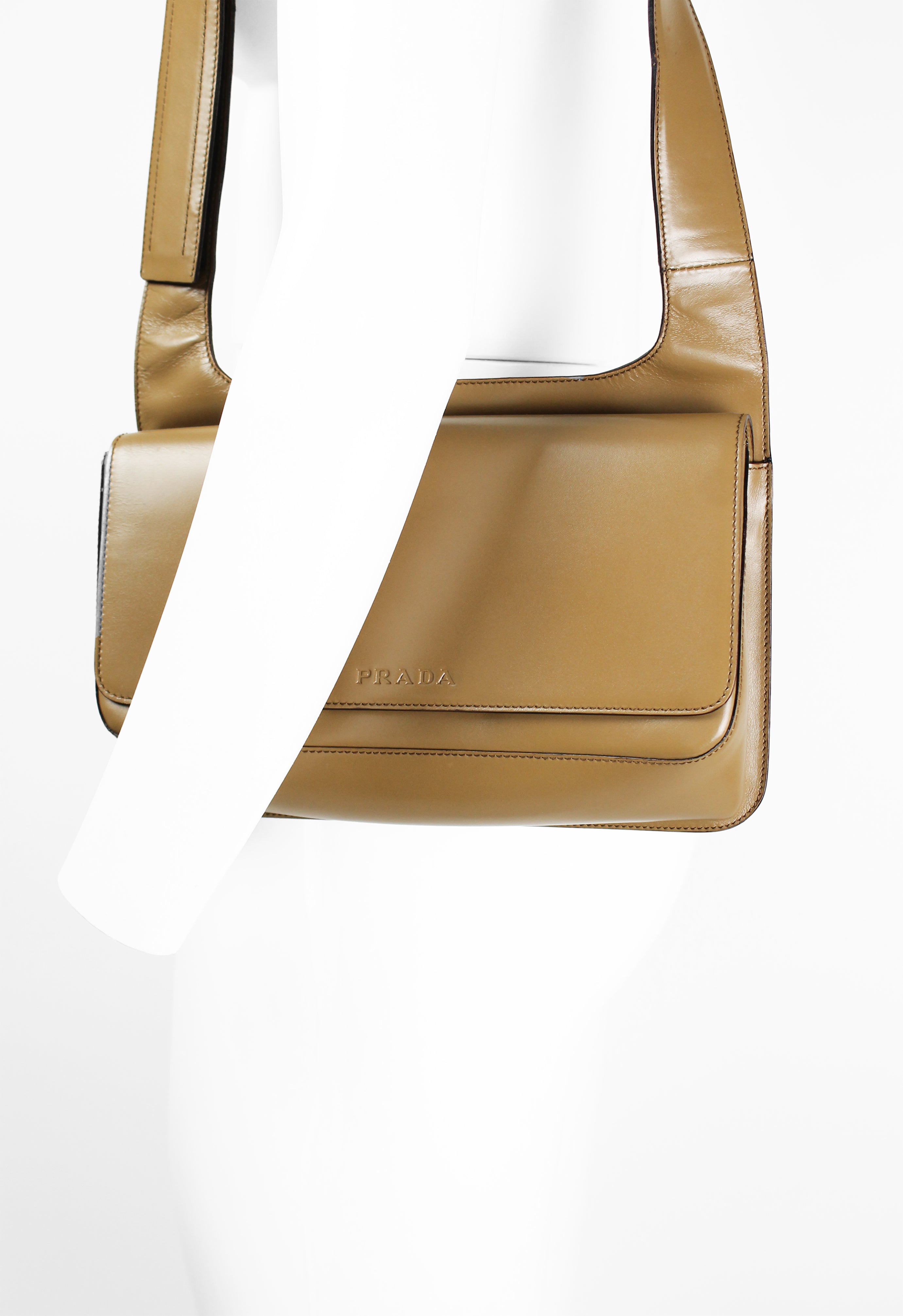 PRADA SS 1999 CAMEL LEATHER SHOULDER BAG