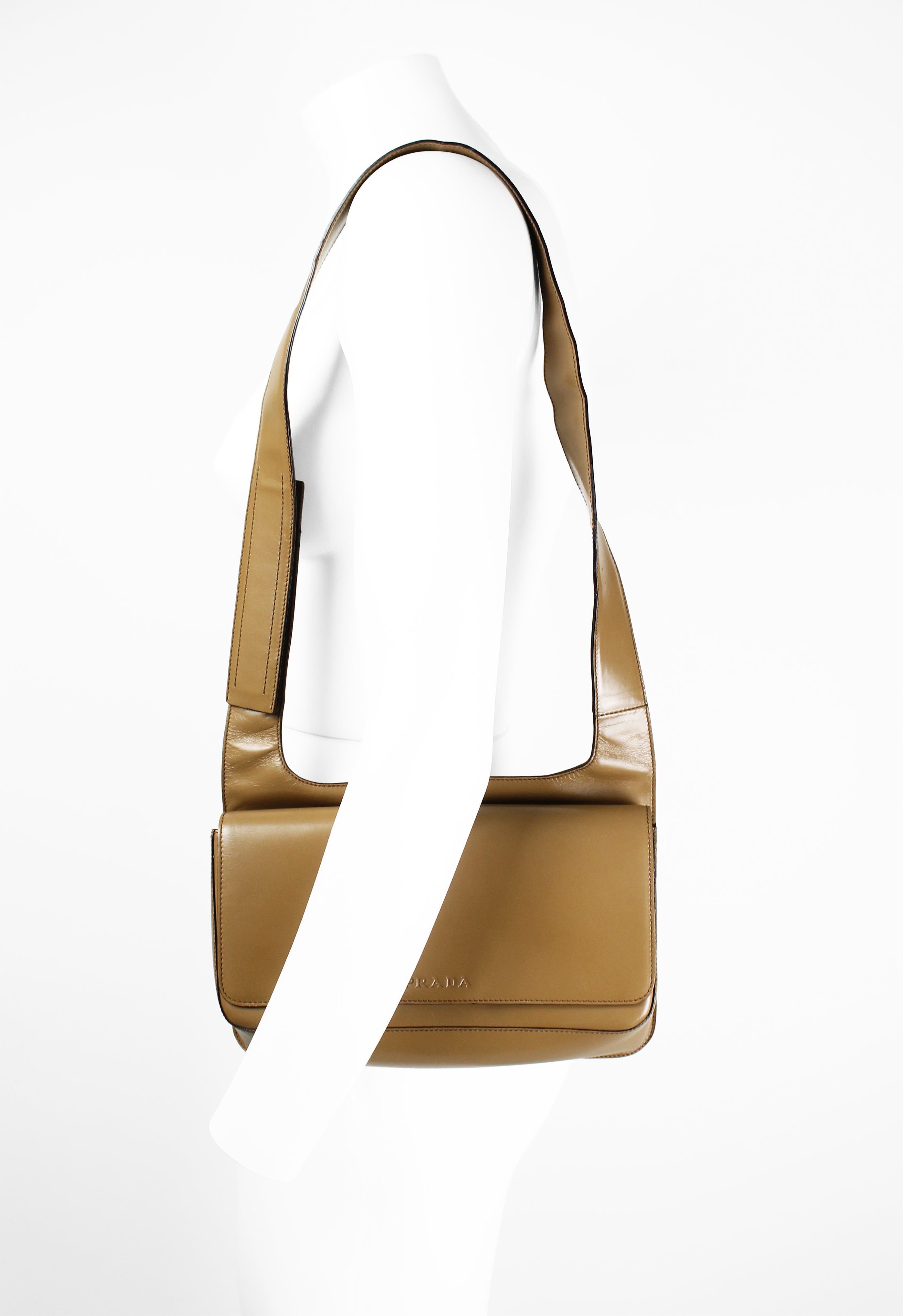 PRADA SS 1999 CAMEL LEATHER SHOULDER BAG
