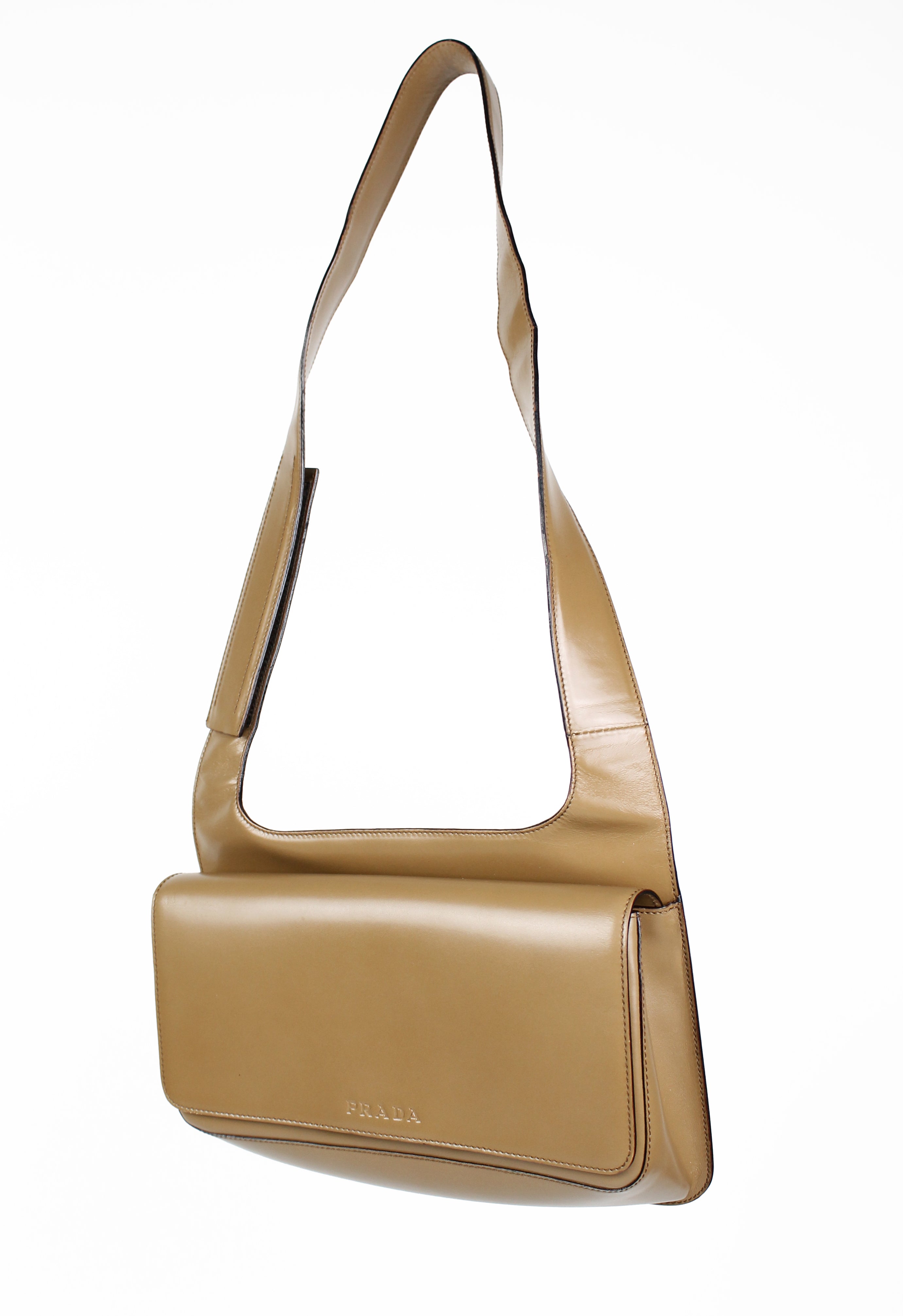 PRADA SS 1999 CAMEL LEATHER SHOULDER BAG
