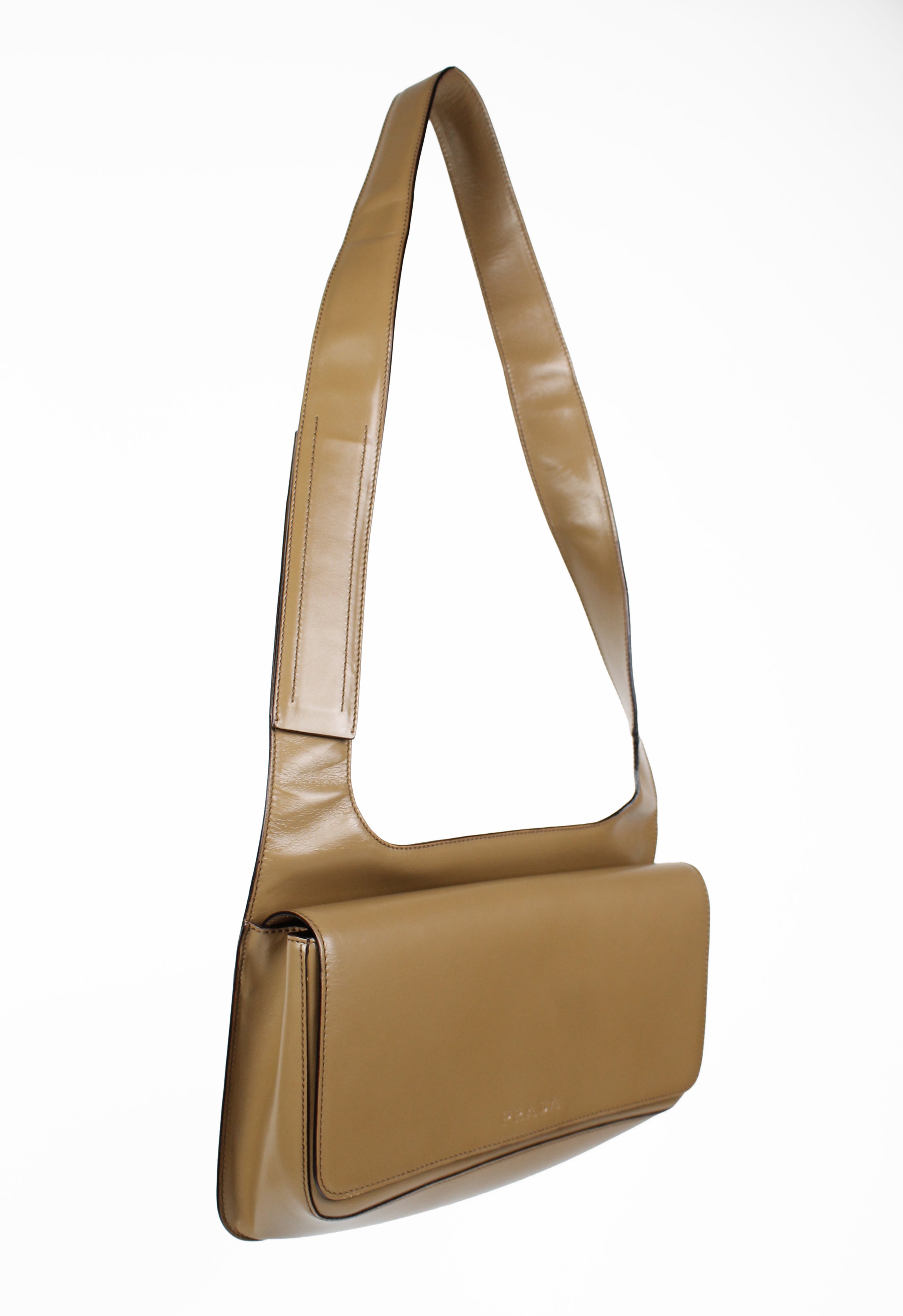 PRADA SS 1999 CAMEL LEATHER SHOULDER BAG