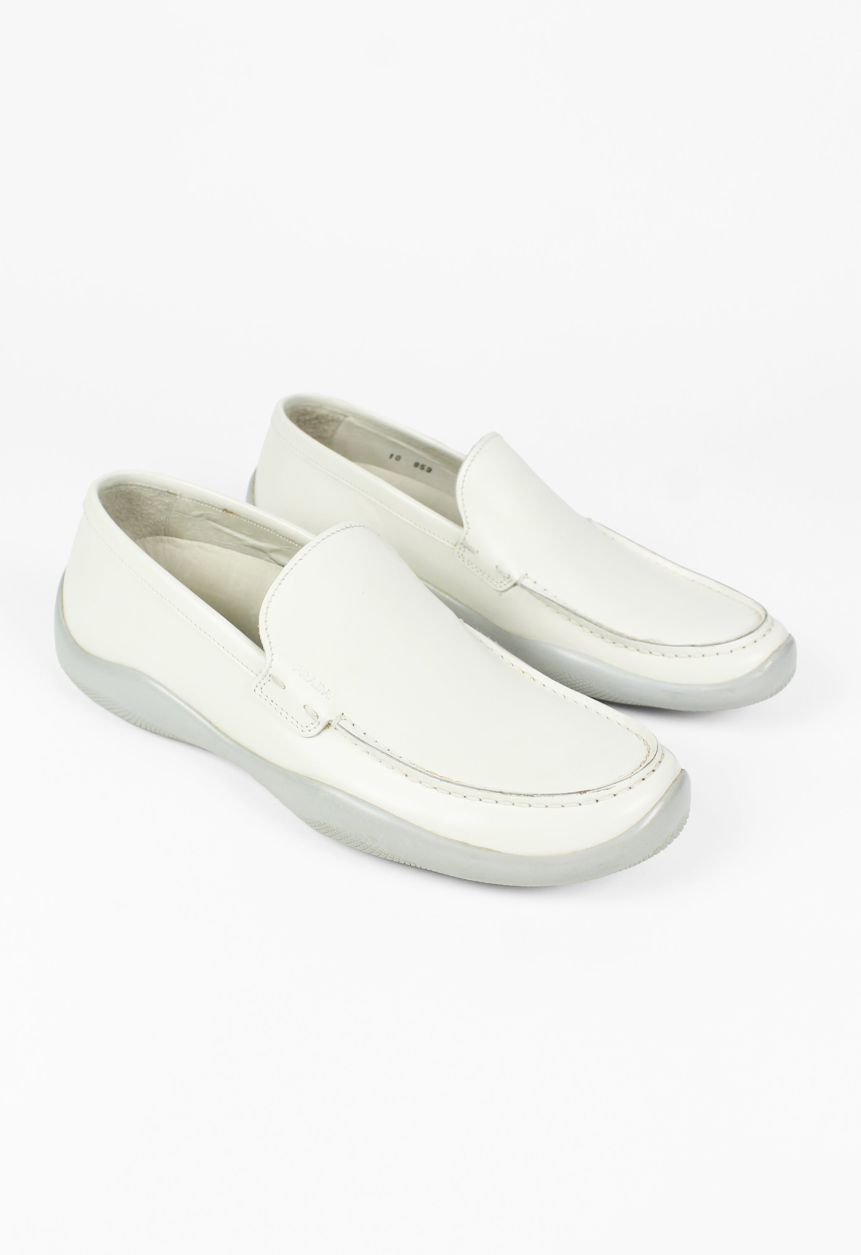 PRADA SS 1999 WHITE LEATHER LOAFERS