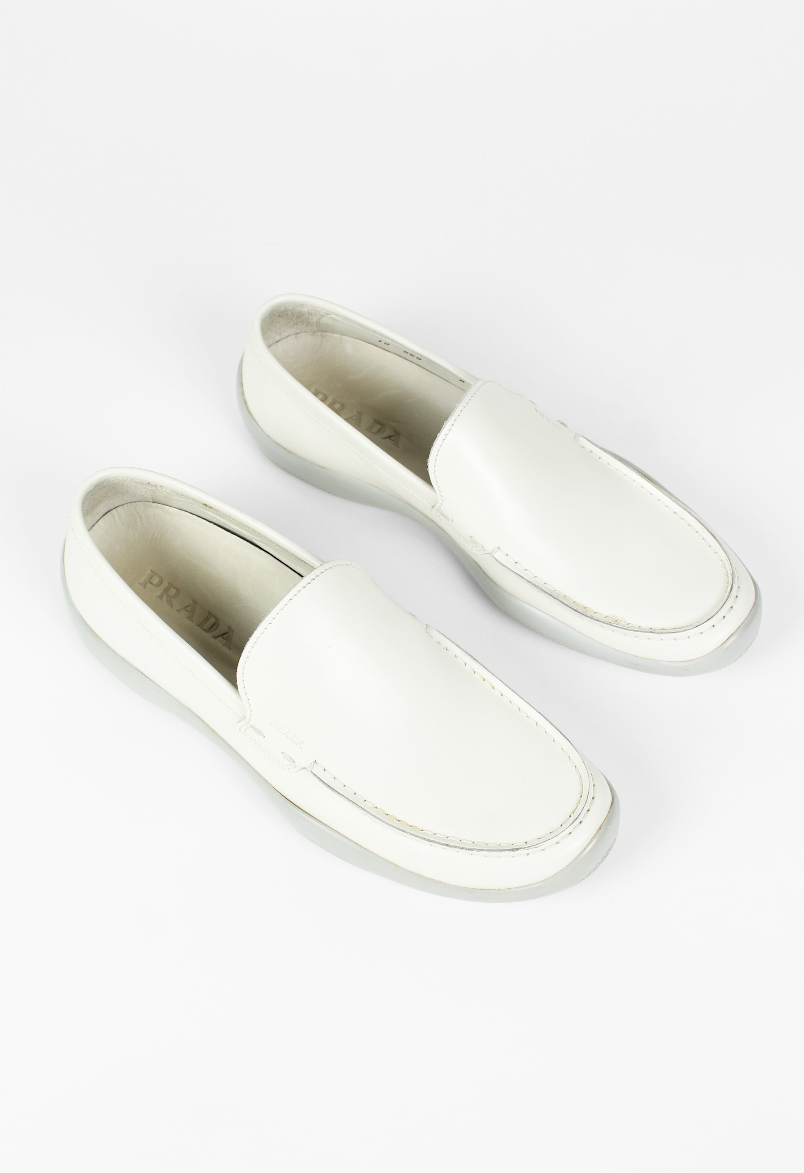 PRADA SS 1999 WHITE LEATHER LOAFERS
