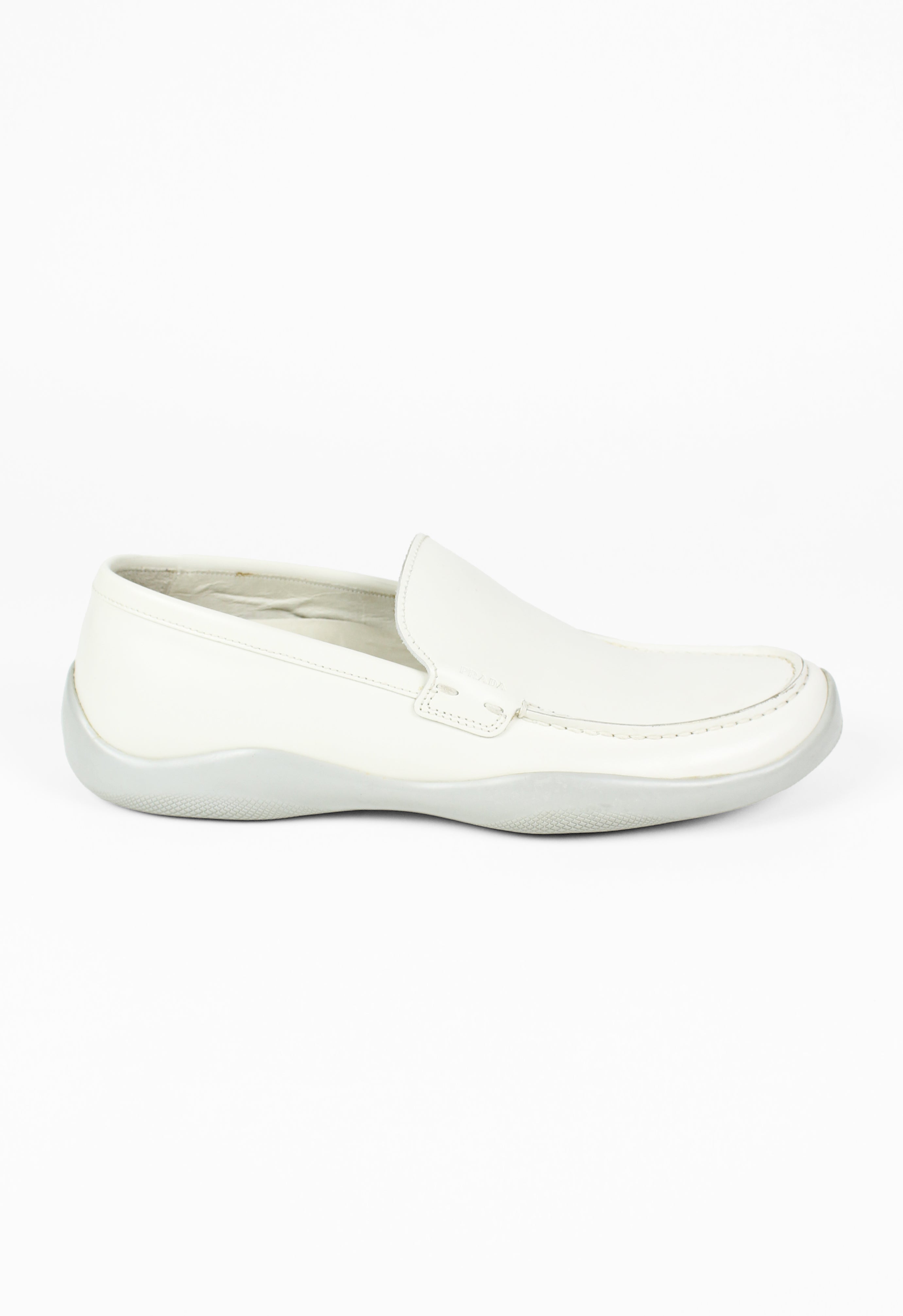 PRADA SS 1999 WHITE LEATHER LOAFERS