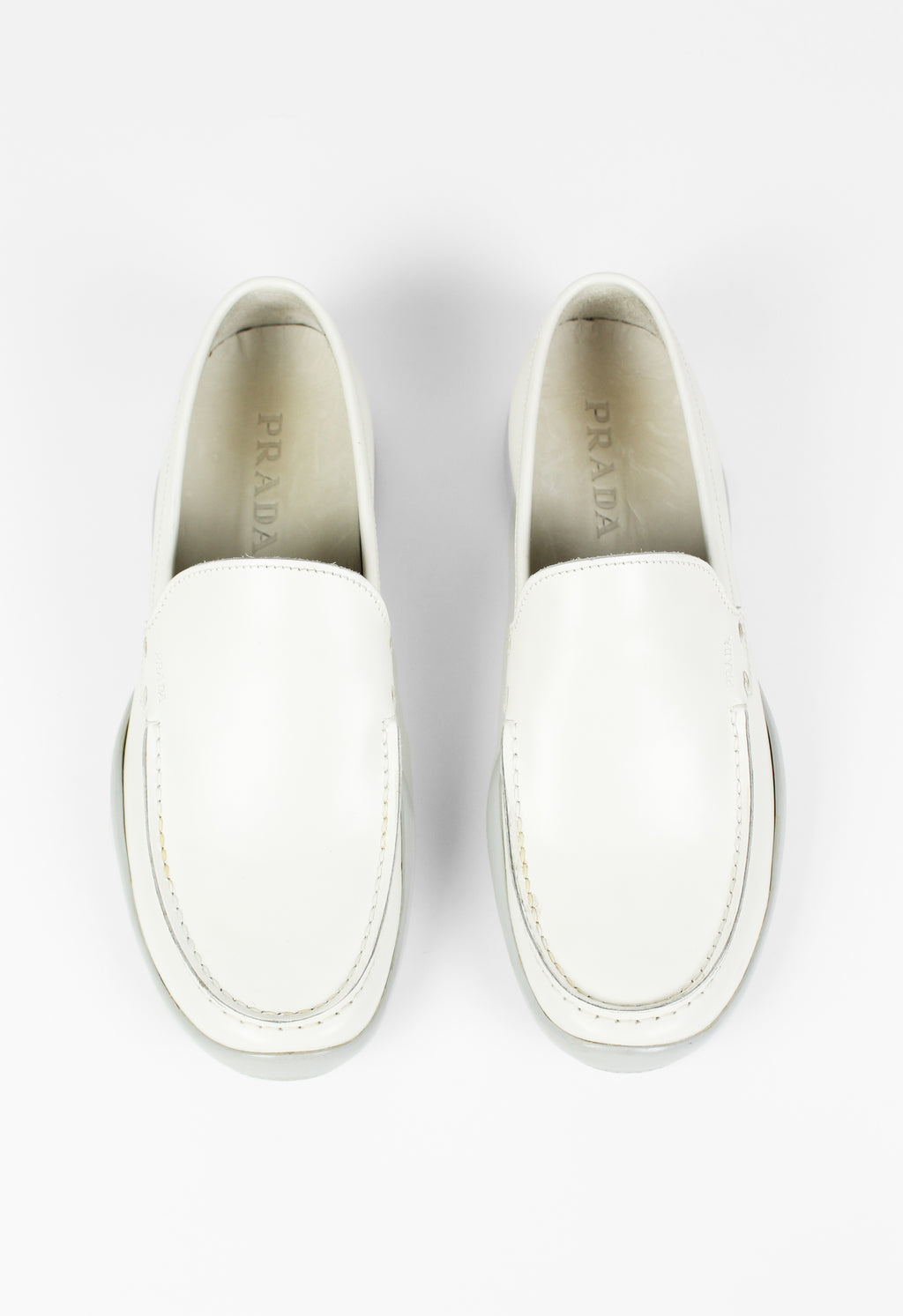 PRADA SS 1999 WHITE LEATHER LOAFERS