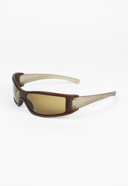 PRADA SS 2000 BROWN BI-COLOUR CURVED SUNGLASSES