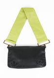 PRADA SS 2001 BLACK AND LIME LEATHER FLAP BAG