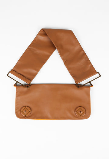PRADA SS 2001 BROWN AND ORANGE LEATHER FLAP BAG – THE 543