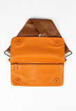 PRADA SS 2001 BROWN AND ORANGE LEATHER FLAP BAG