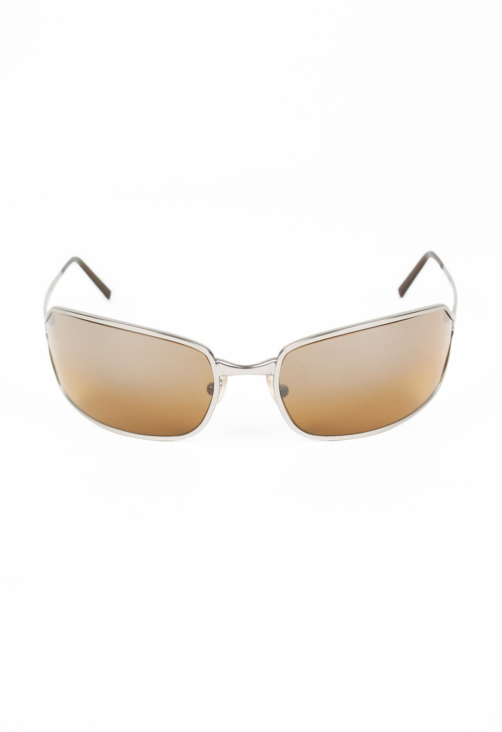 PRADA SS 2004 MATTE SILVER WRAPAROUND SUNGLASSES