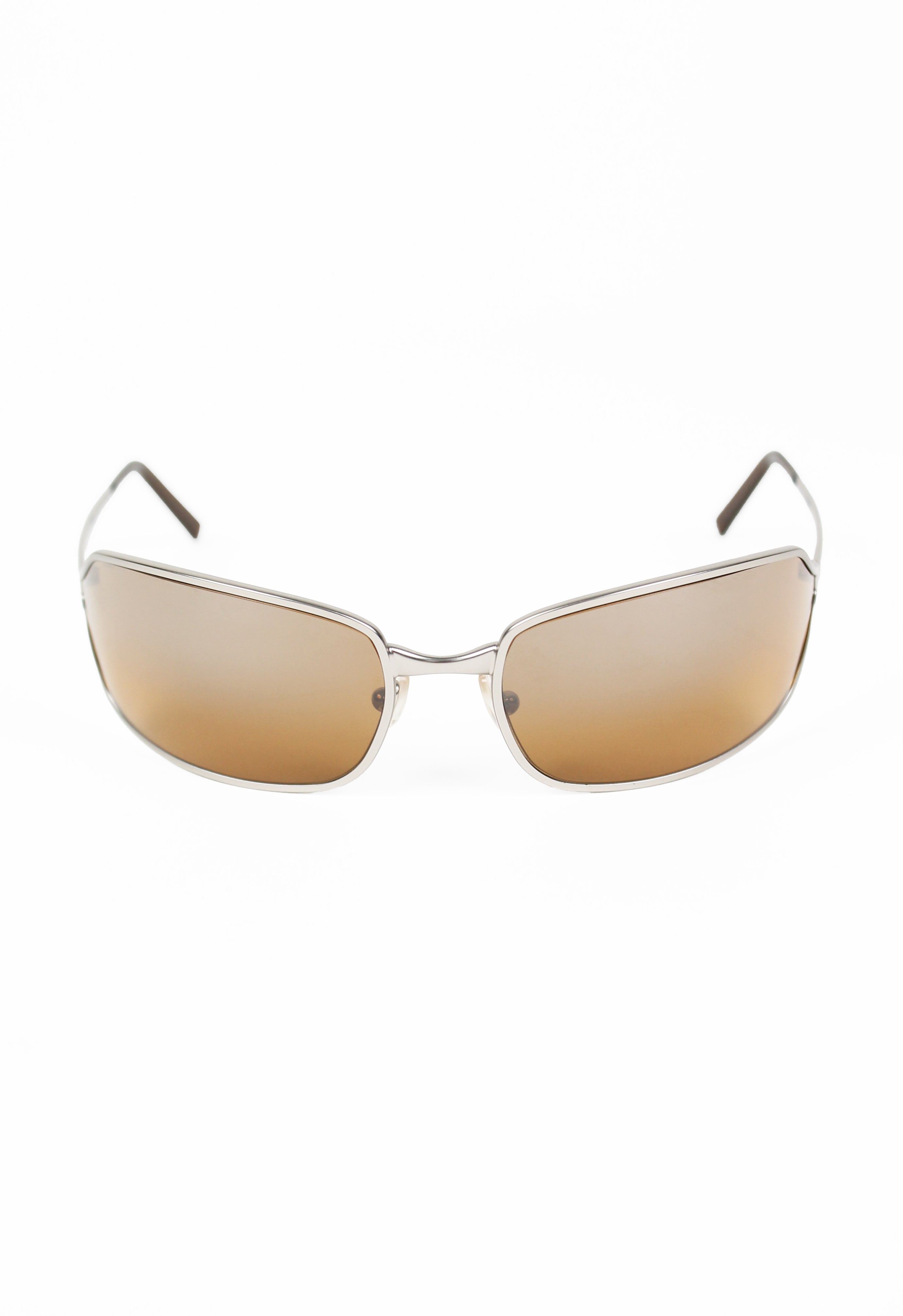 PRADA SS 2004 MATTE SILVER WRAPAROUND SUNGLASSES