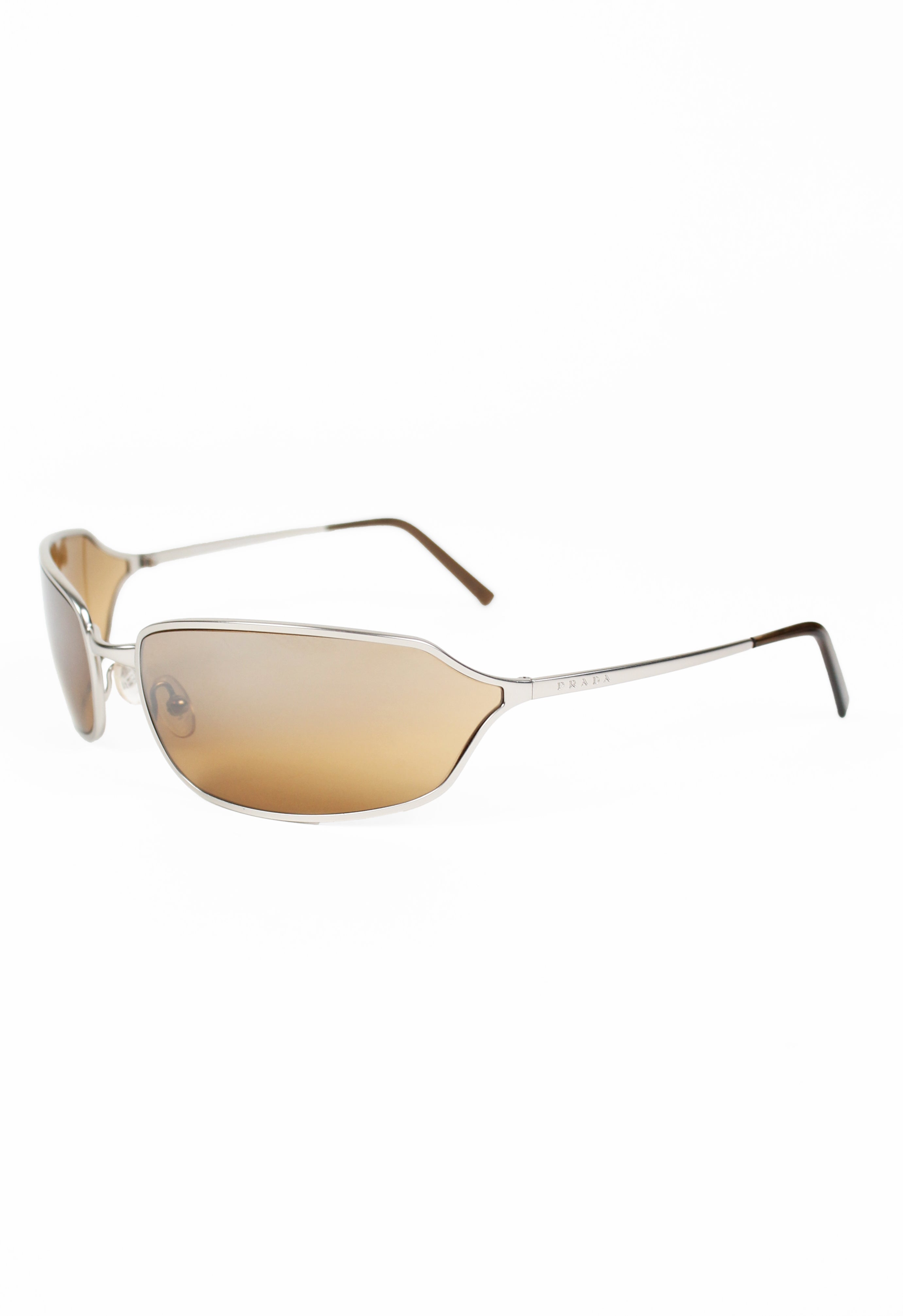 PRADA SS 2004 MATTE SILVER WRAPAROUND SUNGLASSES