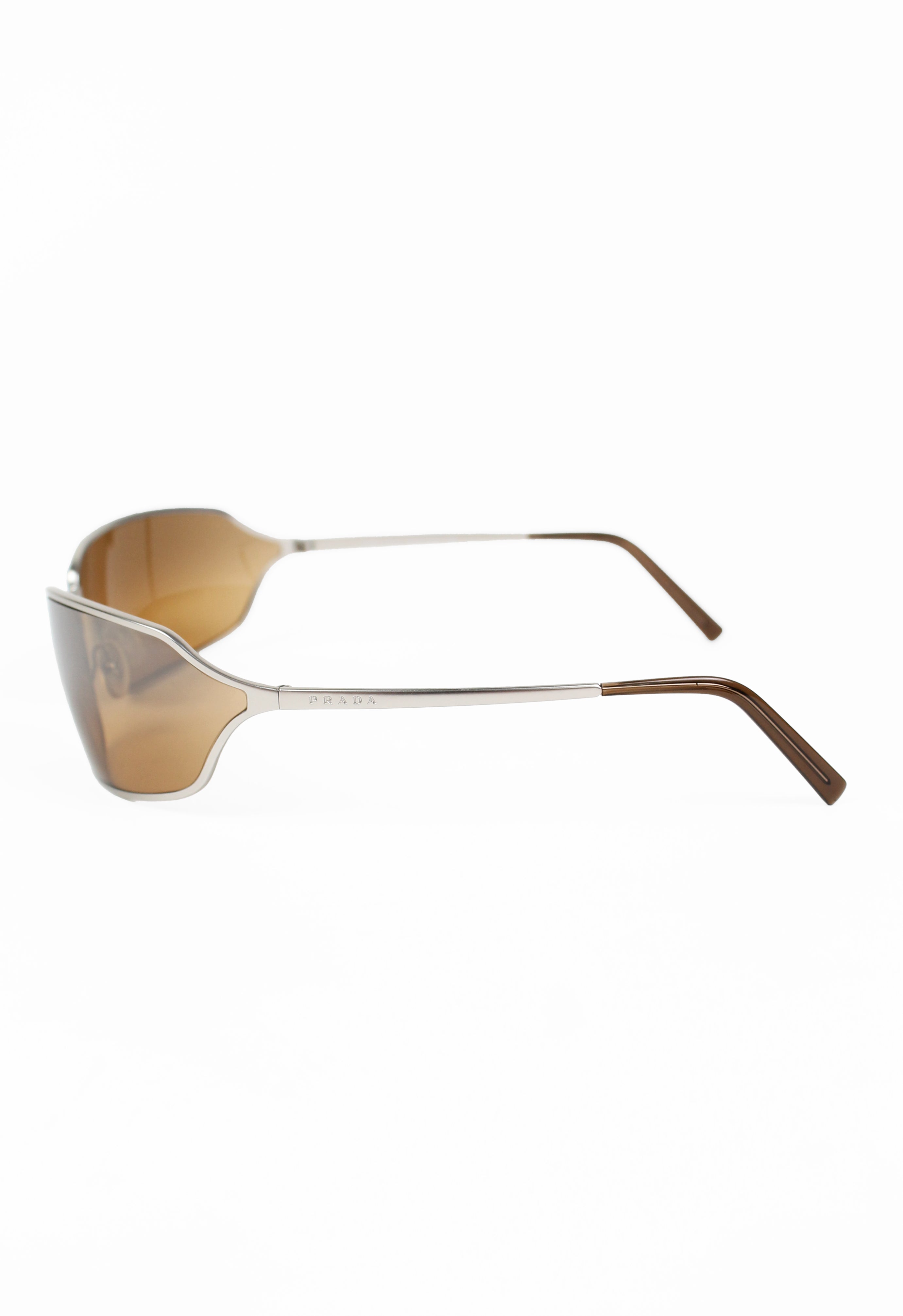 PRADA SS 2004 MATTE SILVER WRAPAROUND SUNGLASSES