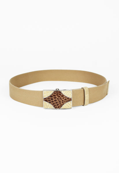 PRADA SS 2005 CROCODILE AND CANVAS BELT