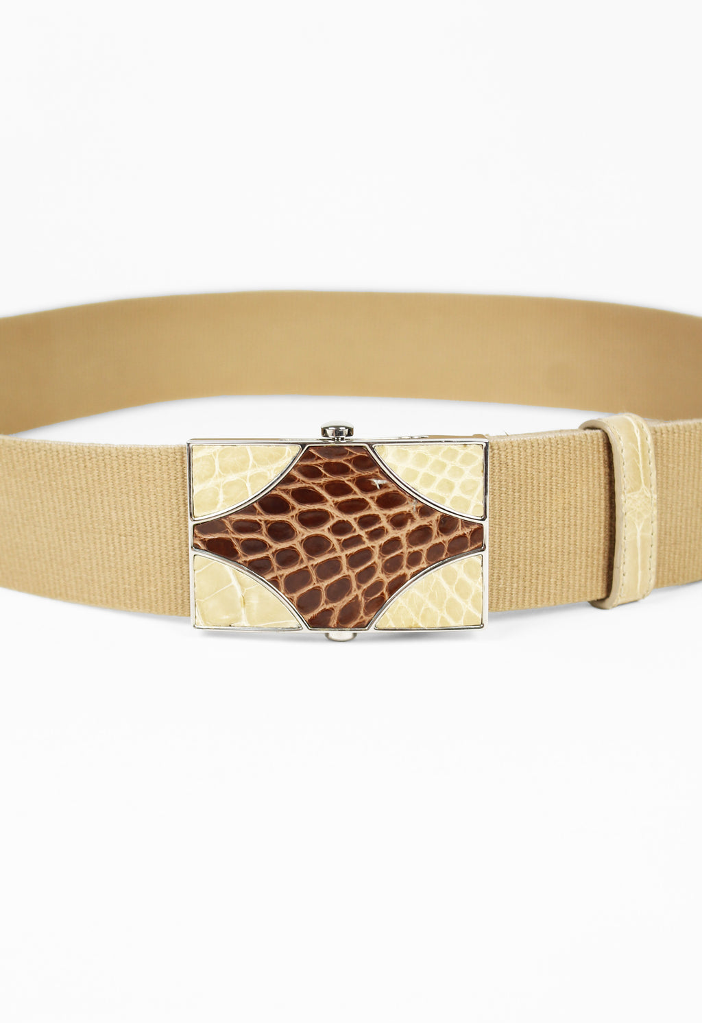 PRADA SS 2005 CROCODILE AND CANVAS BELT