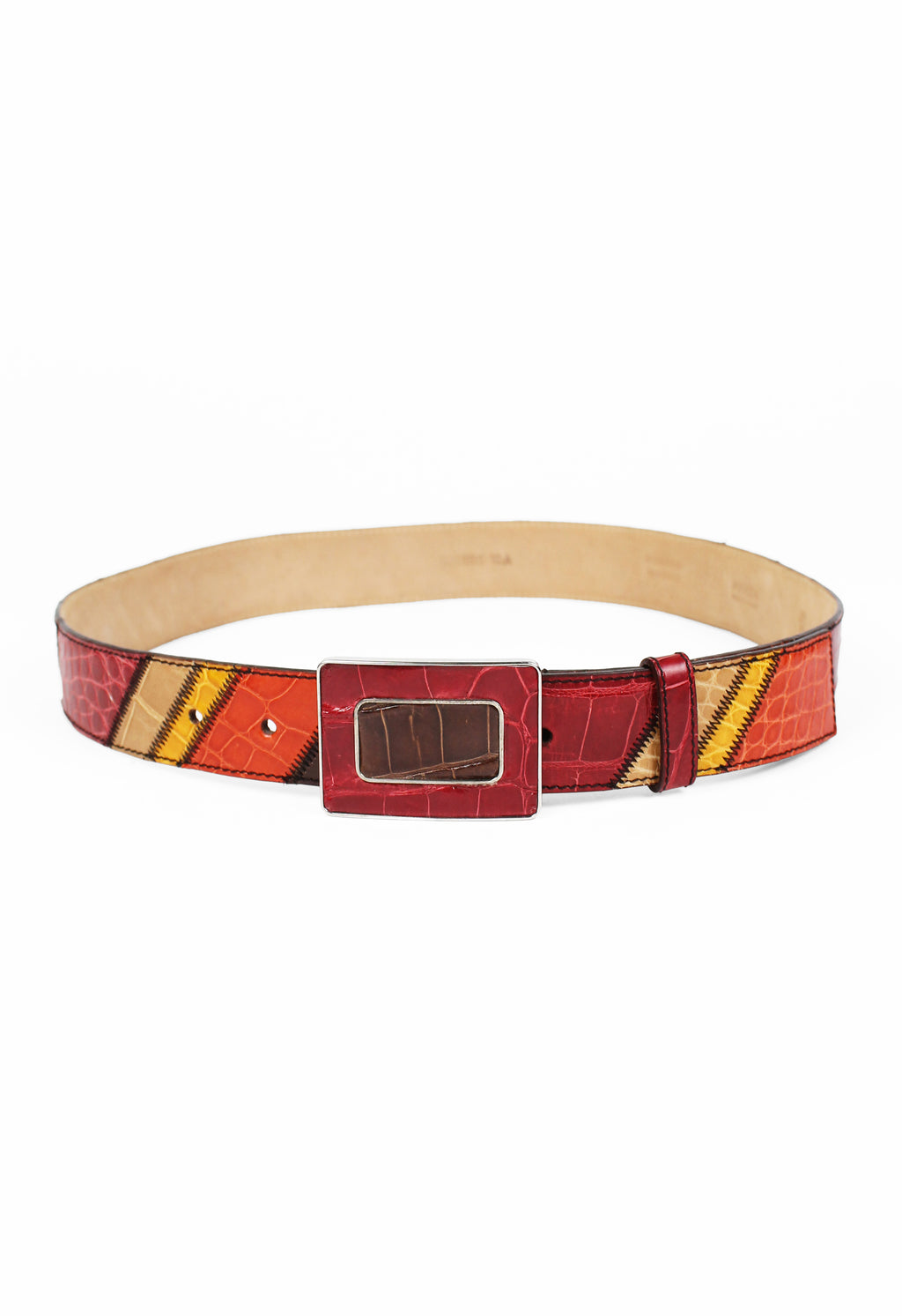 PRADA SS 2005 WESTERN PATCHWORK CROCODILE BELT