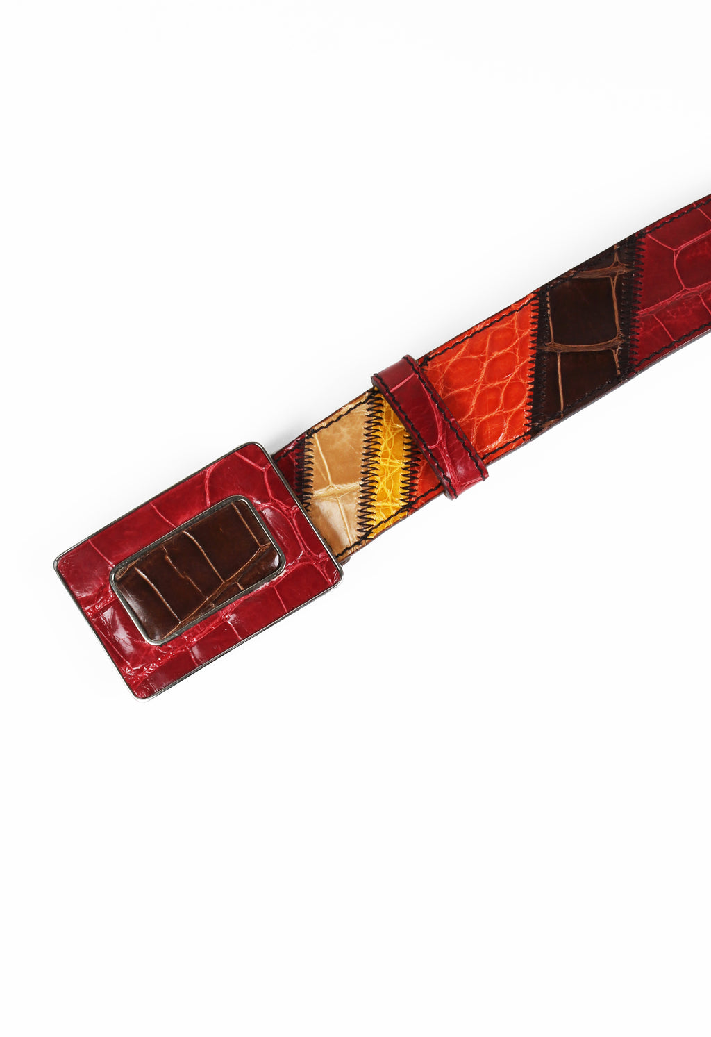 PRADA SS 2005 WESTERN PATCHWORK CROCODILE BELT