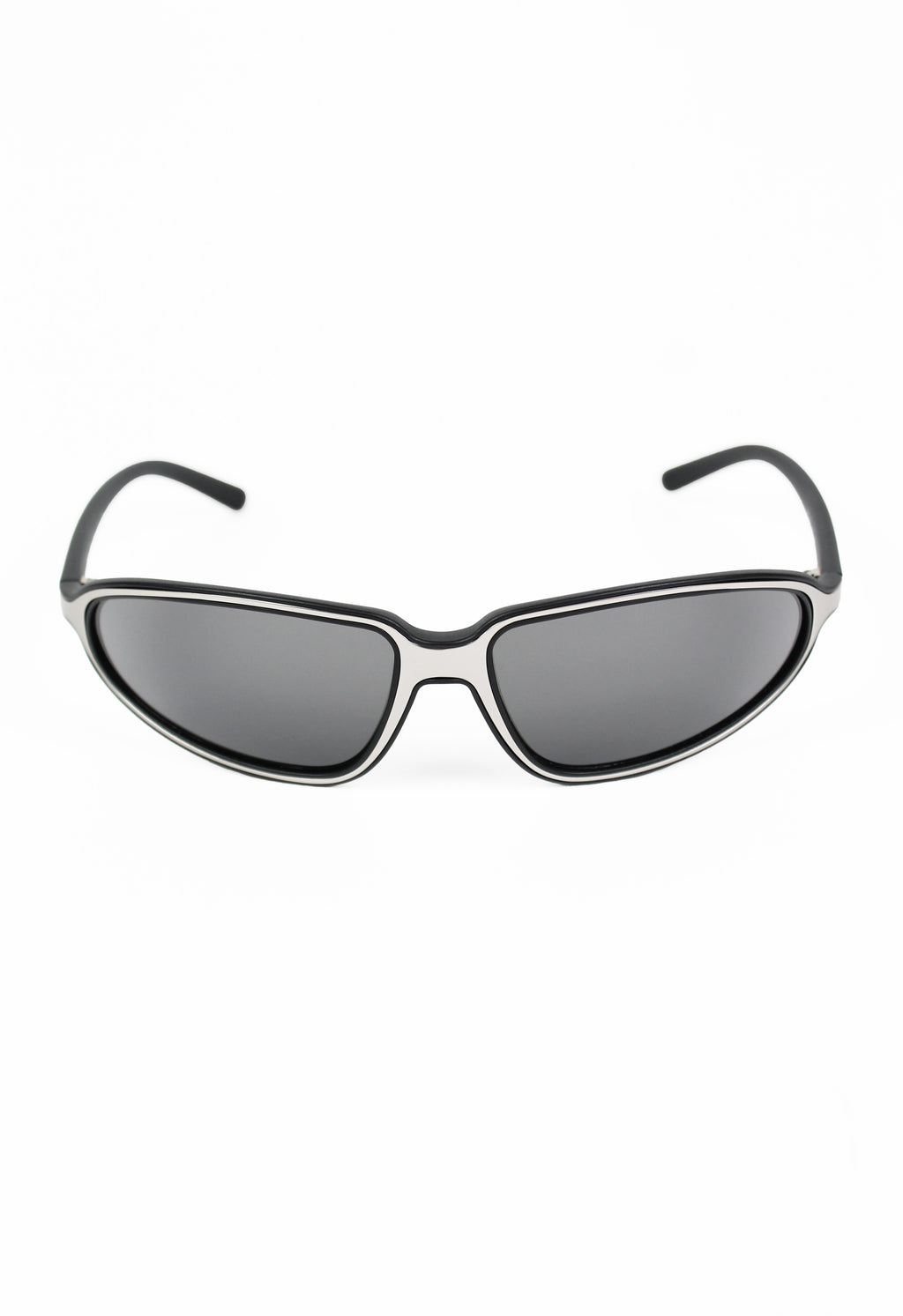 PRADA SPORT 2000'S BLACK AND SILVER WRAPAROUND SUNGLASSES
