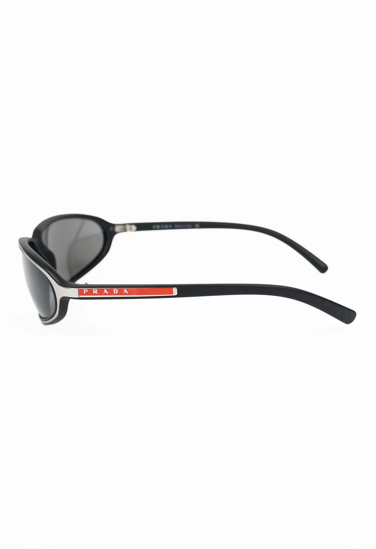 PRADA SPORT 2000'S BLACK AND SILVER WRAPAROUND SUNGLASSES