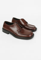 PRADA SQUARE TOE BROWN LEATHER SHOES