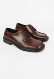 PRADA SQUARE TOE BROWN LEATHER SHOES