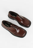 PRADA SQUARE TOE BROWN LEATHER SHOES