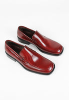 PRADA SQUARE TOE CHERRY RED LOAFERS