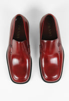 PRADA SQUARE TOE CHERRY RED LOAFERS