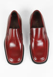 PRADA SQUARE TOE CHERRY RED LOAFERS