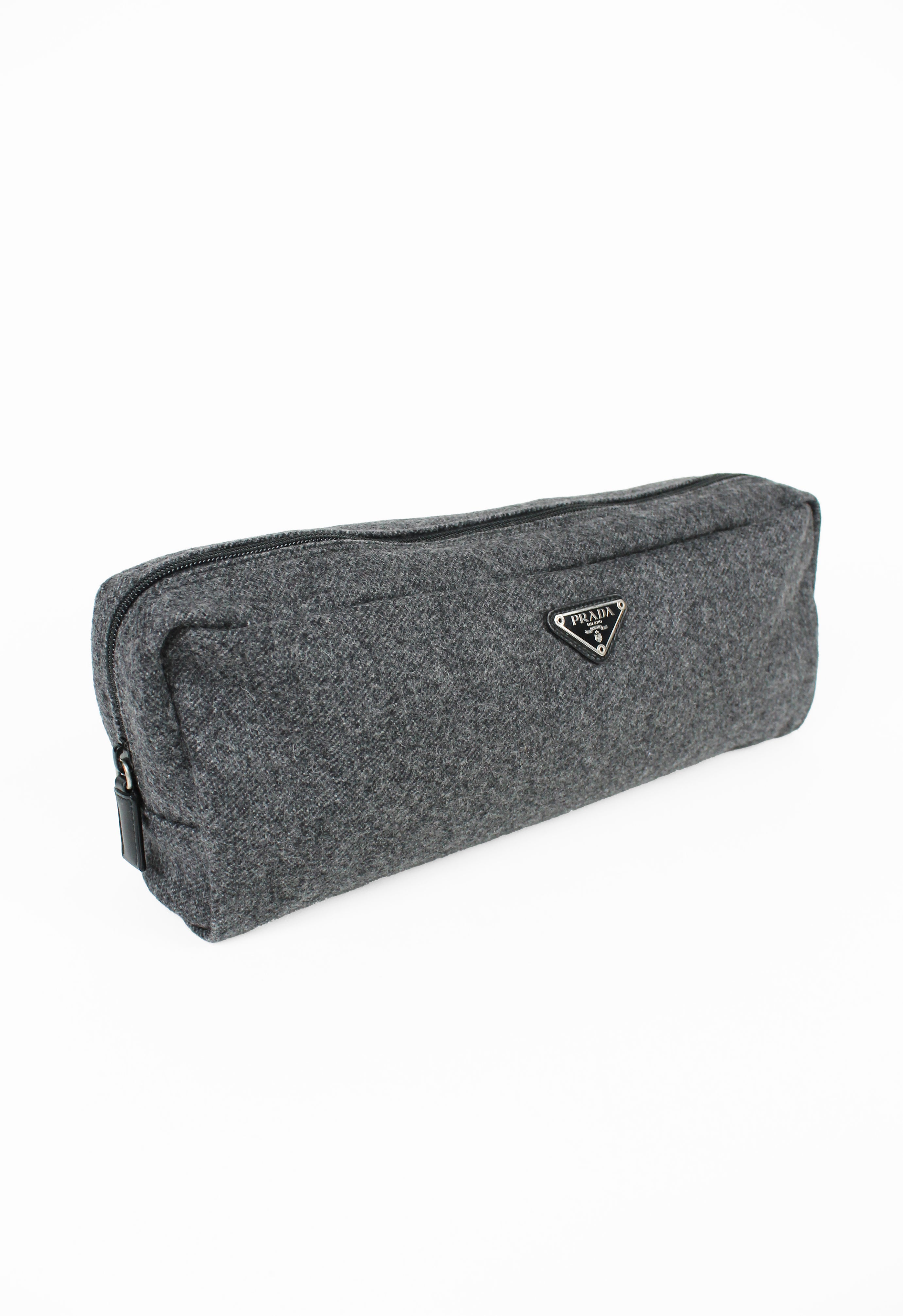 PRADA WOOL TOGGLE SLIPPERS & TRAVEL CASE