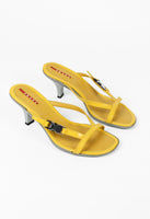 PRADA YELLOW KITTEN HEEL SANDALS