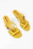 PRADA YELLOW KITTEN HEEL SANDALS