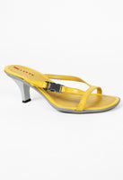 PRADA YELLOW KITTEN HEEL SANDALS