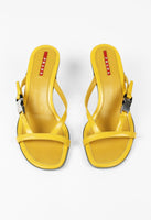 PRADA YELLOW KITTEN HEEL SANDALS