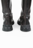 PRADA TALL BROWN LUG SOLE BOOTS
