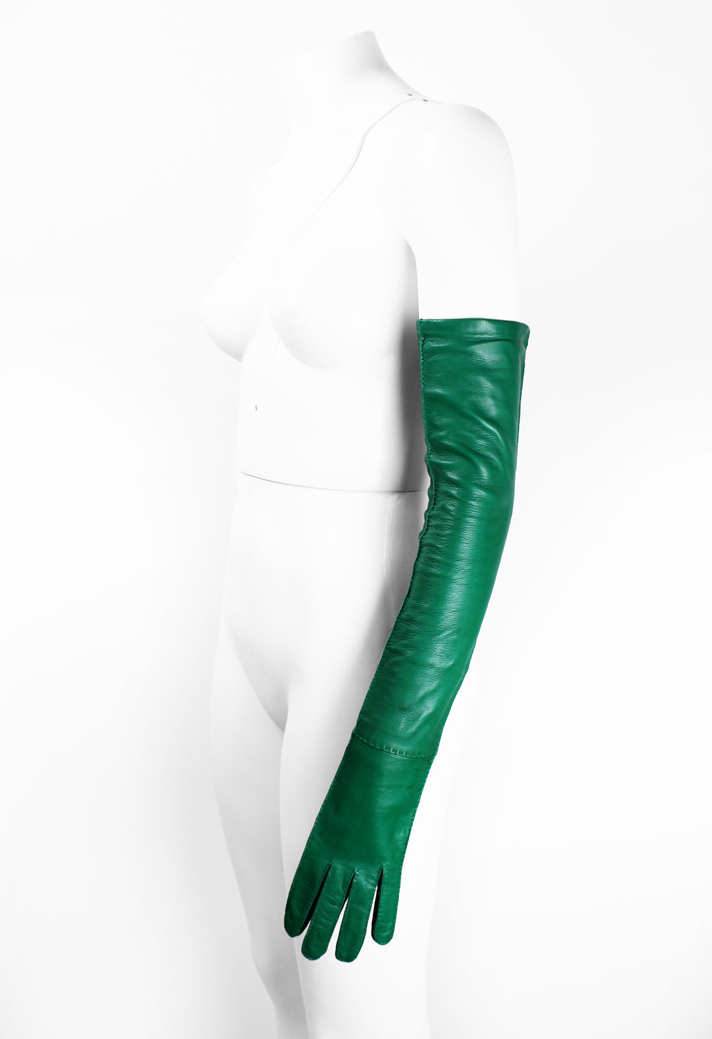 PRADA FW 2015 GREEN NAPPA LEATHER GLOVES